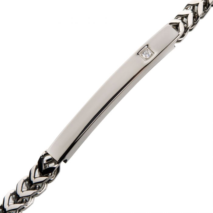 Stainless Steel with Diamond Franco Chain Miami Cuban ID Bracelet