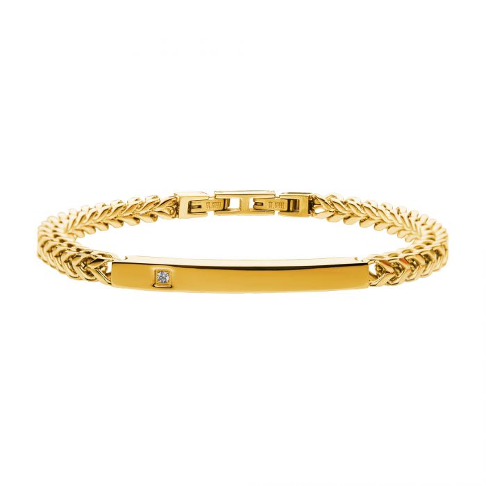 18K Gold Plated with Diamond Franco Chain Miami Cuban ID Bracelet