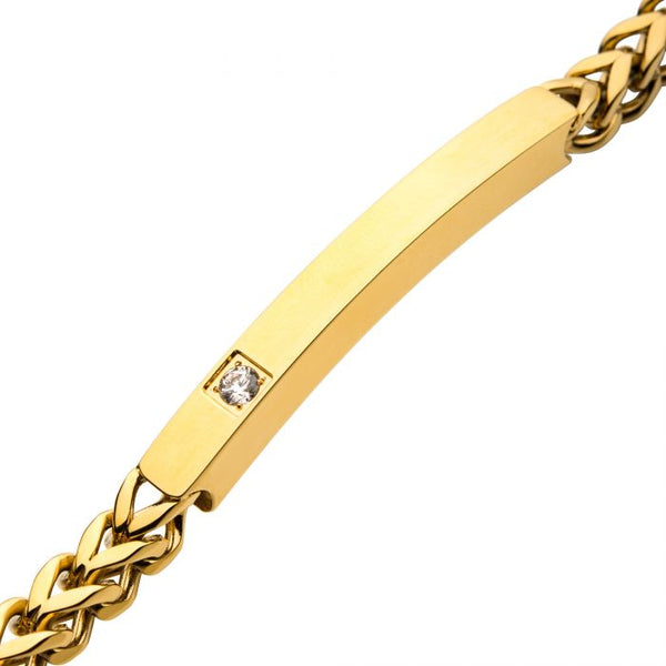 18K Gold Plated with Diamond Franco Chain Miami Cuban ID Bracelet