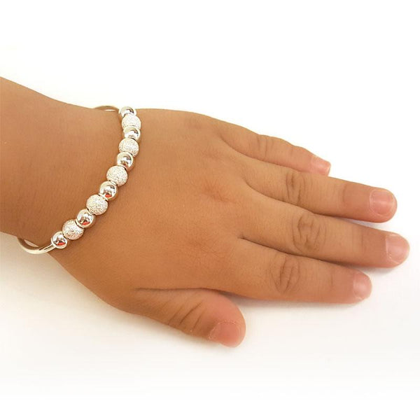 Solid 999 Silver Bangle Bracelet Baby Gift Adjustable Size XFB8001