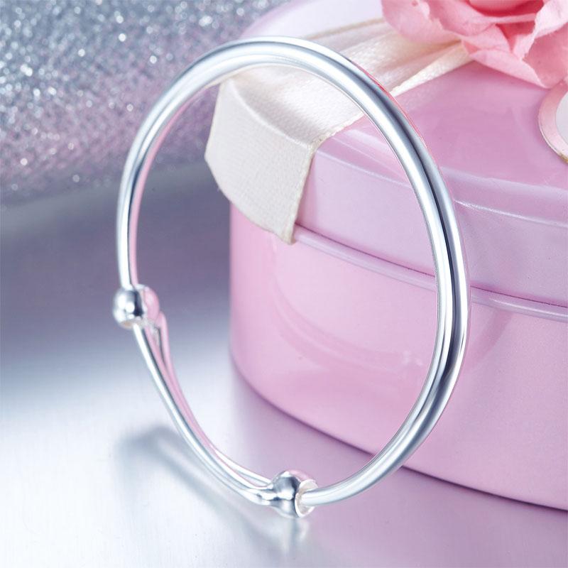 Solid 999 Silver Bangle Bracelet Baby Gift Adjustable Size XFB8002