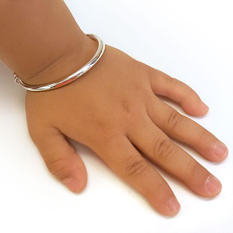 Solid 999 Silver Bangle Bracelet Baby Gift Adjustable Size XFB8002