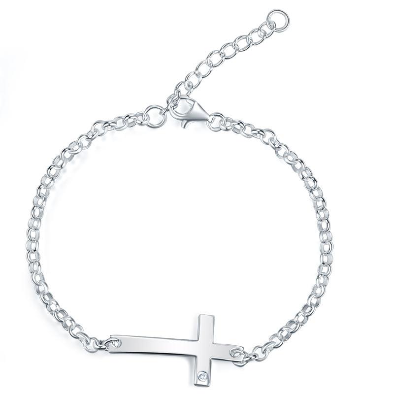 Kids Girl Gift Children Jewelry Solid 925 Sterling Silver Cross Bracelet XFB8008