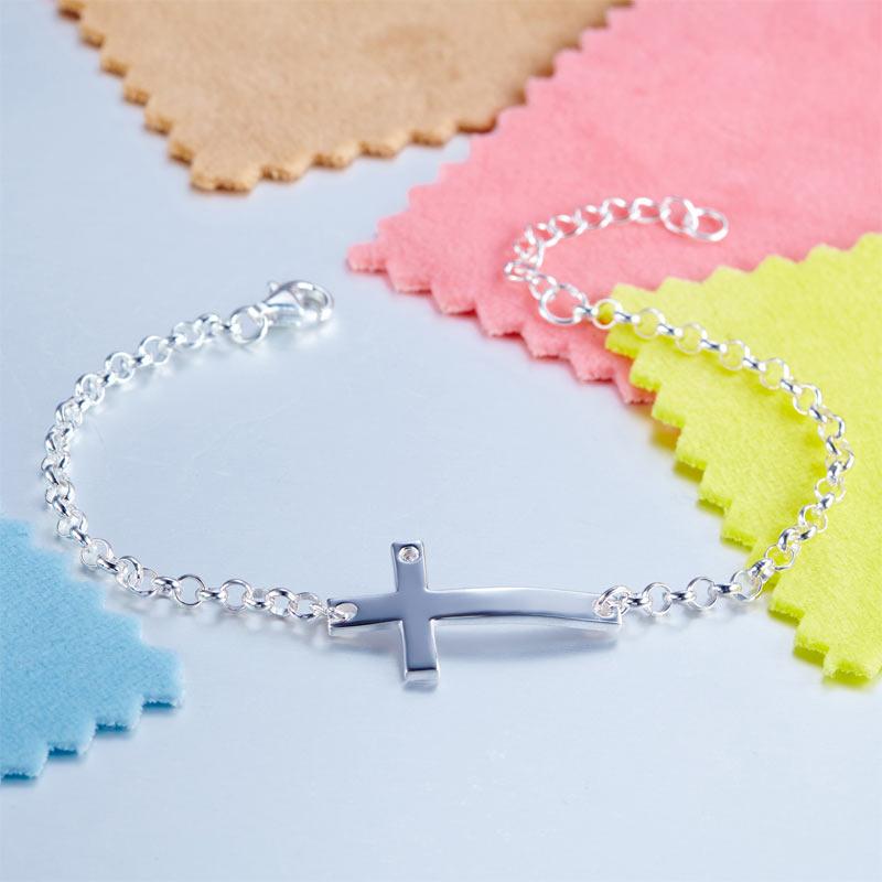 Kids Girl Gift Children Jewelry Solid 925 Sterling Silver Cross Bracelet XFB8008