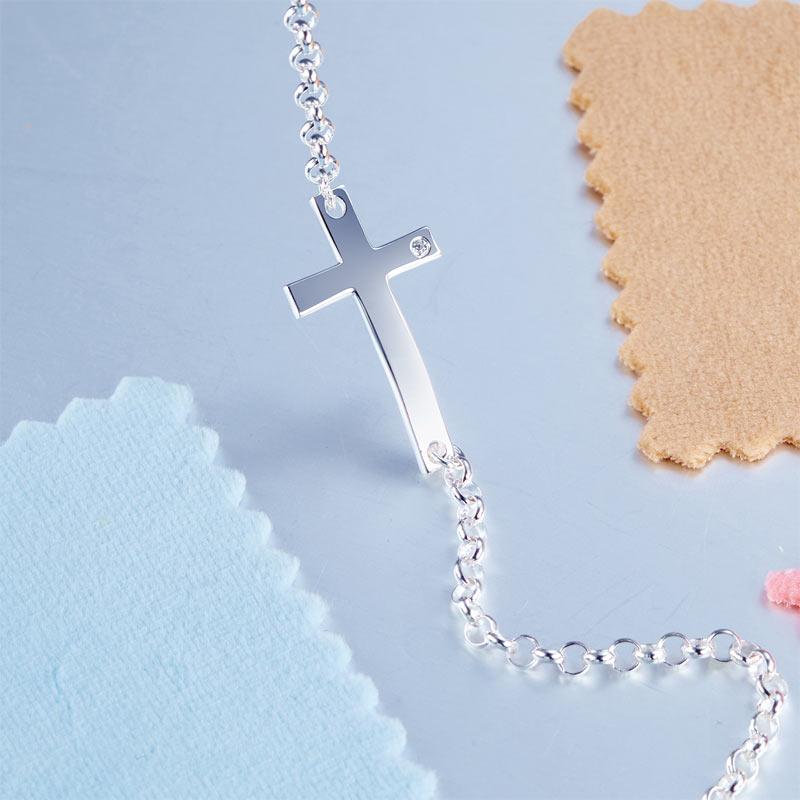 Kids Girl Gift Children Jewelry Solid 925 Sterling Silver Cross Bracelet XFB8008