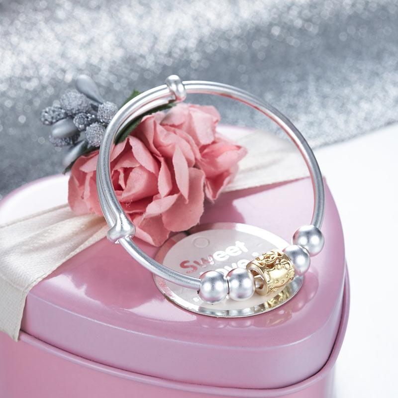 Newborn Baby 999 Pure Silver Matte Baby Bangle XFB8052