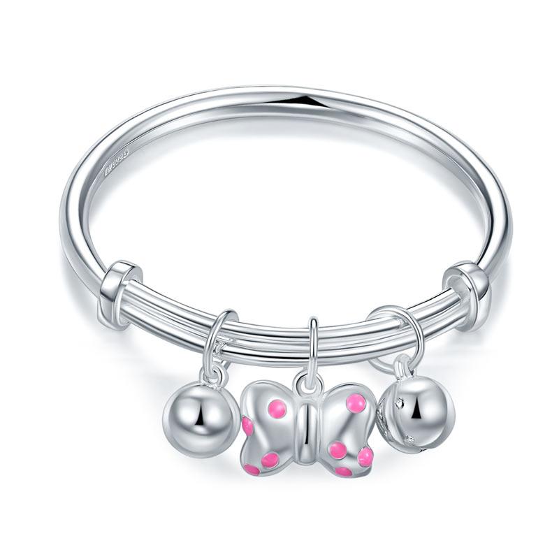 Newborn Girl 999 Pure Silver Knot Bells Baby Bangle XFB8057