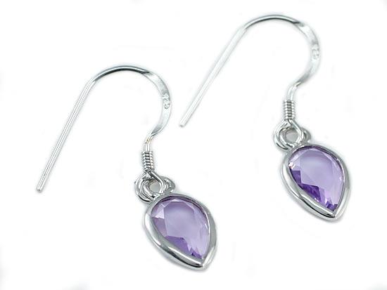 3 Carat Genuine Purple Pear Cut Amethyst 925 Sterling Silver Dangle Fine Earring
