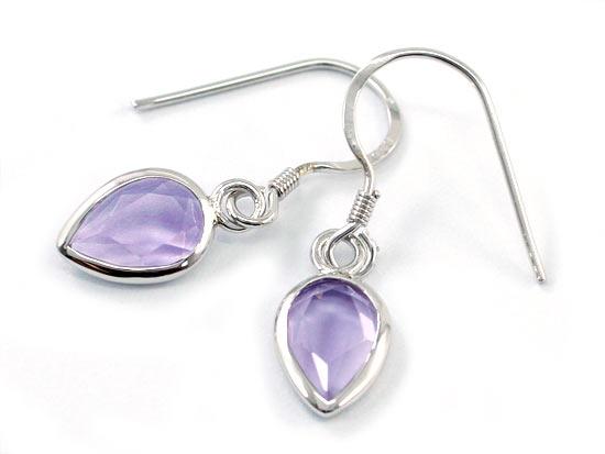 3 Carat Genuine Purple Pear Cut Amethyst 925 Sterling Silver Dangle Fine Earring