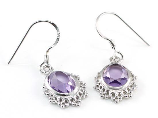 5 Carat Genuine Purple Oval Cut Amethyst 925 Sterling Silver Dangle Fine Earring