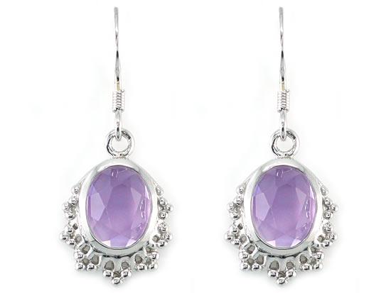 5 Carat Genuine Purple Oval Cut Amethyst 925 Sterling Silver Dangle Fine Earring