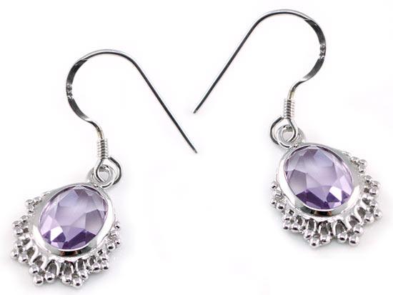 5 Carat Genuine Purple Oval Cut Amethyst 925 Sterling Silver Dangle Fine Earring