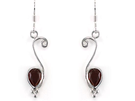 1.5 Carat Genuine Dark Red Garnet 925 Sterling Silver Dangle Fine Earrings XFE80