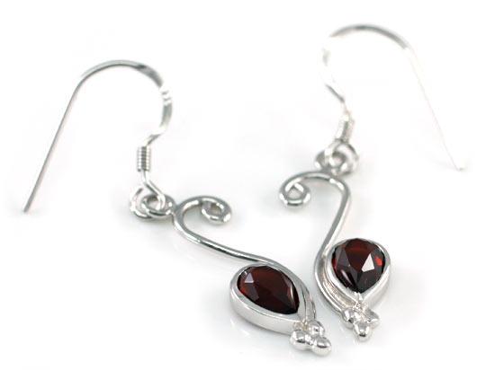 1.5 Carat Genuine Dark Red Garnet 925 Sterling Silver Dangle Fine Earrings XFE80