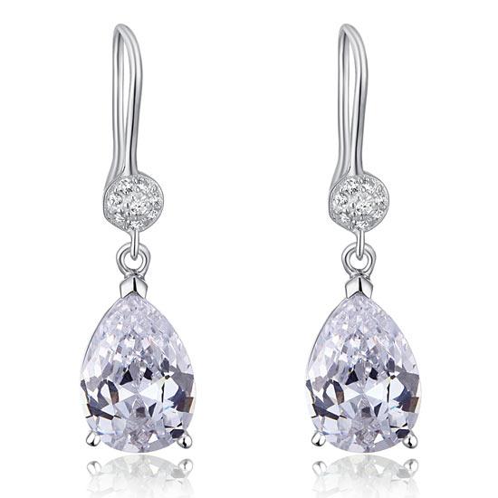 4 Carat Pear Cut Created Diamond 925 Sterling Silver Dangle Earrings XFE8012