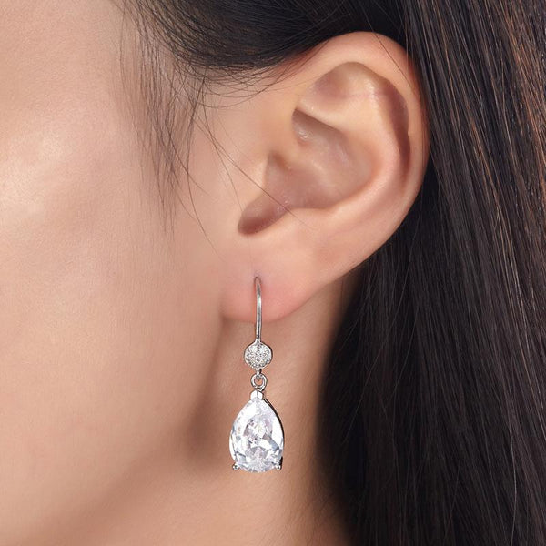 4 Carat Pear Cut Created Diamond 925 Sterling Silver Dangle Earrings XFE8012