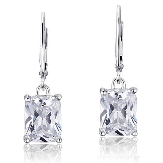 4 Carat Emerald Cut Created Diamond 925 Sterling Silver Dangle Earrings XFE8013