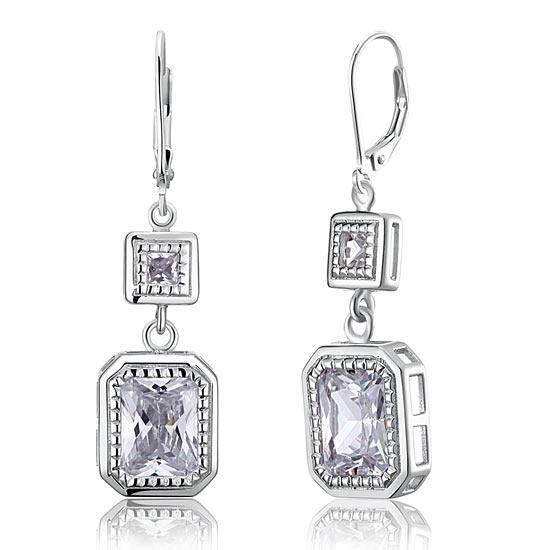 4 Carat Emerald Cut Created Diamond 925 Sterling Silver Dangle Earrings XFE8014