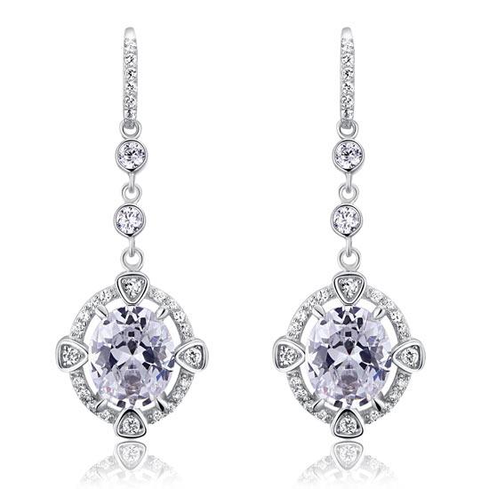 5 Carat Oval Dangle Sterling 925 Silver Bridal Wedding Earrings XFE8017