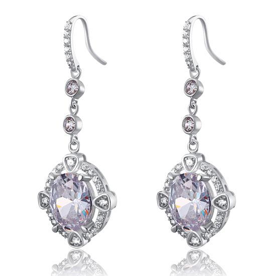 5 Carat Oval Dangle Sterling 925 Silver Bridal Wedding Earrings XFE8017