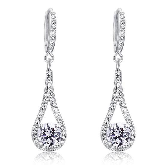 1 Carat Round Cut Solid 925 Sterling Silver Bridal Wedding Dangle Earrings Jewel