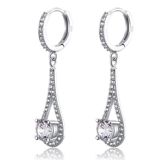 1 Carat Round Cut Solid 925 Sterling Silver Bridal Wedding Dangle Earrings Jewel