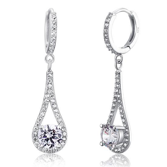 1 Carat Round Cut Solid 925 Sterling Silver Bridal Wedding Dangle Earrings Jewel