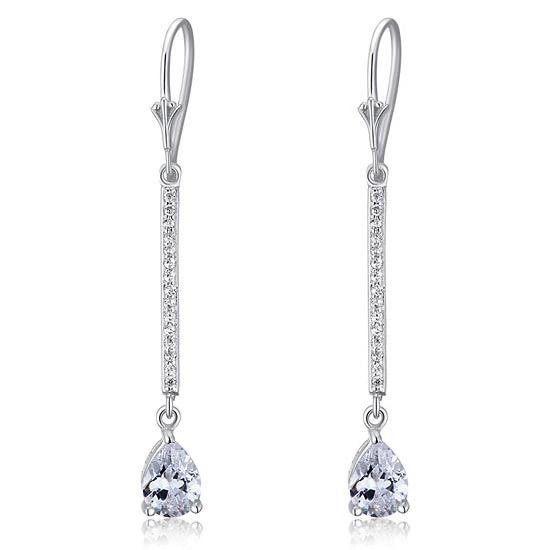 1 Carat Pear Cut Created Diamond  925 Sterling Silver Dangle Earrings XFE8025