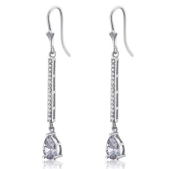 1 Carat Pear Cut Created Diamond  925 Sterling Silver Dangle Earrings XFE8025