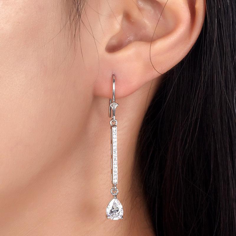 1 Carat Pear Cut Created Diamond  925 Sterling Silver Dangle Earrings XFE8025