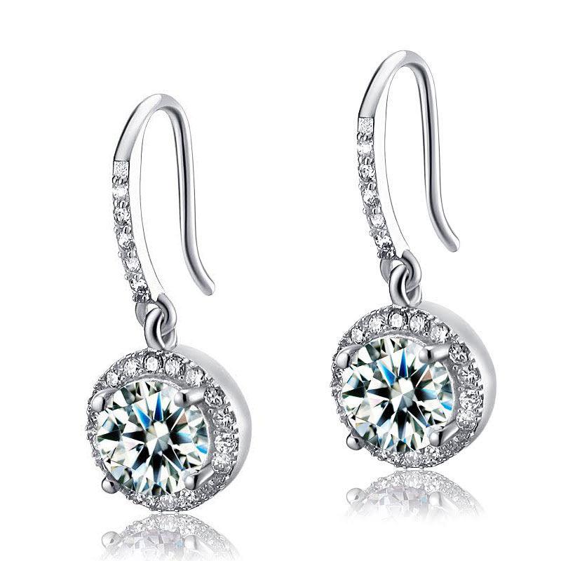 1.5 Carat Created Diamond 925 Sterling Silver Dangle Earrings XFE8026