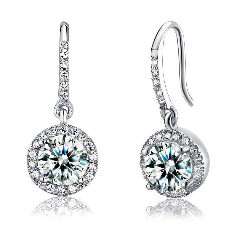 1.5 Carat Created Diamond 925 Sterling Silver Dangle Earrings XFE8026