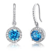 Load image into Gallery viewer, 1.5 Carat Created Blue Topaz 925 Sterling Silver Dangle Earrings XFE8027