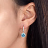 Load image into Gallery viewer, 1.5 Carat Created Blue Topaz 925 Sterling Silver Dangle Earrings XFE8027