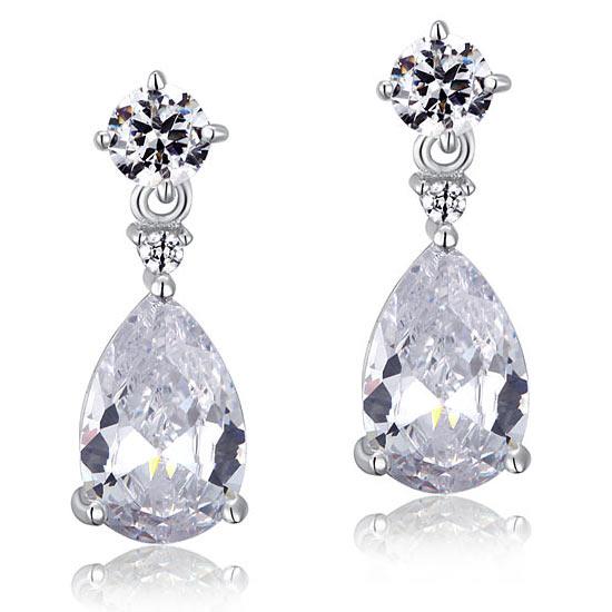 3 Carat Pear Cut Created Diamond 925 Sterling Silver Dangle Earrings XFE8031