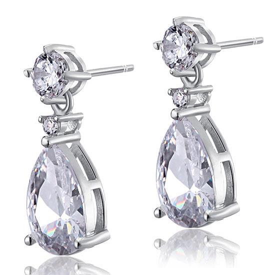3 Carat Pear Cut Created Diamond 925 Sterling Silver Dangle Earrings XFE8031