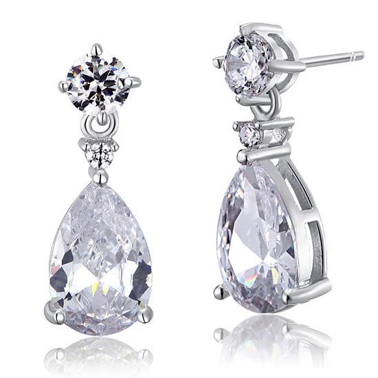 3 Carat Pear Cut Created Diamond 925 Sterling Silver Dangle Earrings XFE8031