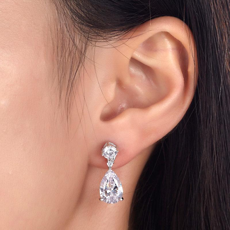 3 Carat Pear Cut Created Diamond 925 Sterling Silver Dangle Earrings XFE8031