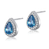 Load image into Gallery viewer, 1 Carat Pear Cut Created Blue Topaz 925 Sterling Silver Stud Earrings XFE8033