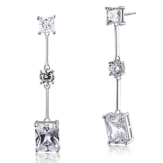 4 Carat Emerald Cut Created Diamond  925 Sterling Silver Dangle Earrings XFE8038