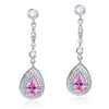 Load image into Gallery viewer, 1.5 Carat Pear Cut Pink Created Sapphire 925 Sterling Silver Dangle Earrings XFE