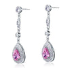 Load image into Gallery viewer, 1.5 Carat Pear Cut Pink Created Sapphire 925 Sterling Silver Dangle Earrings XFE