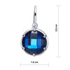 Load image into Gallery viewer, Navy Blue Created Topaz Dangle Sterling 925 Silver Bridal Earrings XFE8058