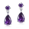 Load image into Gallery viewer, 3 Carat Pear Cut Created Purple Sapphire 925 Sterling Silver Dangle Earrings XFE