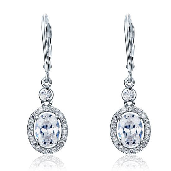 1.5 Carat Oval Cut Created Diamond 925 Sterling Silver Dangle Earrings XFE8061