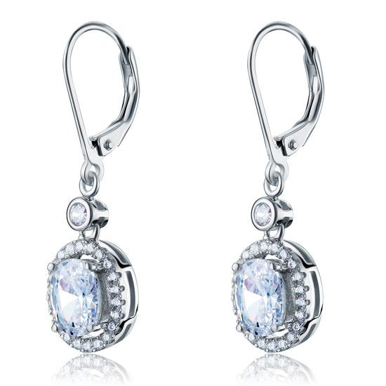 1.5 Carat Oval Cut Created Diamond 925 Sterling Silver Dangle Earrings XFE8061