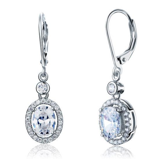 1.5 Carat Oval Cut Created Diamond 925 Sterling Silver Dangle Earrings XFE8061