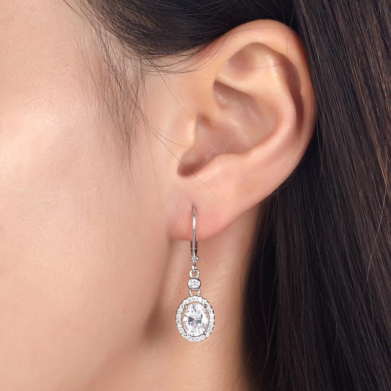 1.5 Carat Oval Cut Created Diamond 925 Sterling Silver Dangle Earrings XFE8061