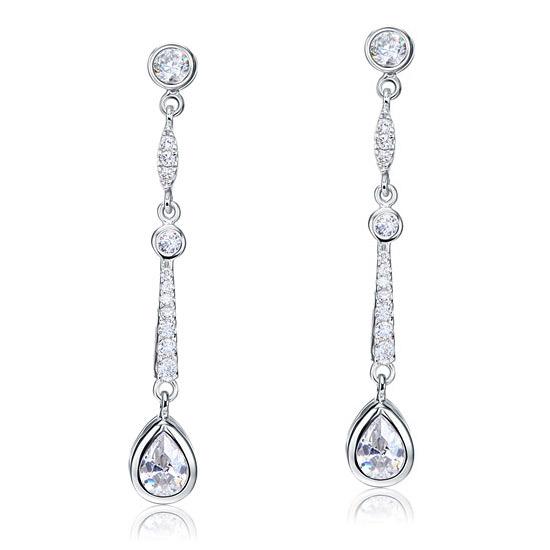 Pear Cut Created Diamond 925 Sterling Silver Dangle Earrings XFE8062