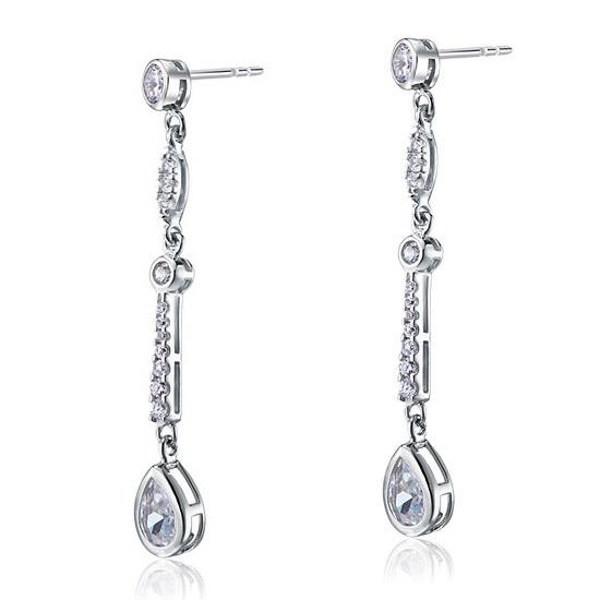 Pear Cut Created Diamond 925 Sterling Silver Dangle Earrings XFE8062